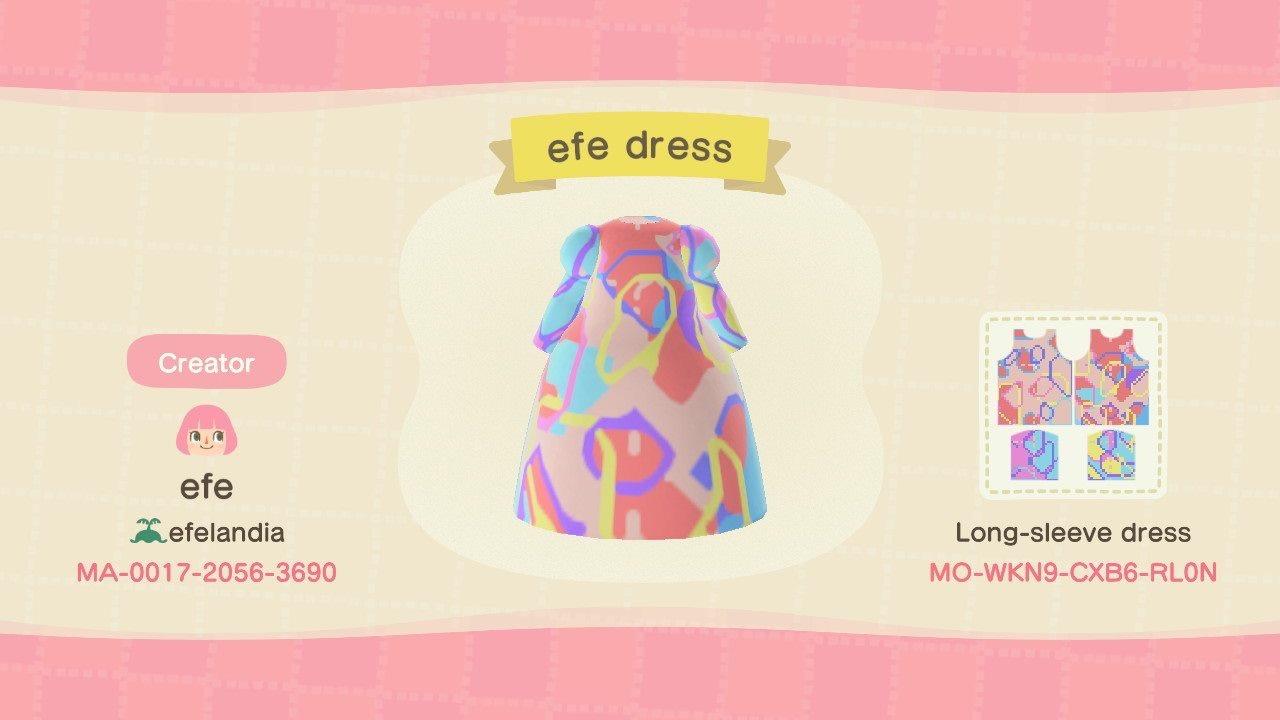 Animal Crossing Design Code: MO-WKN9-CXB6-RL0N Vestido Colorido