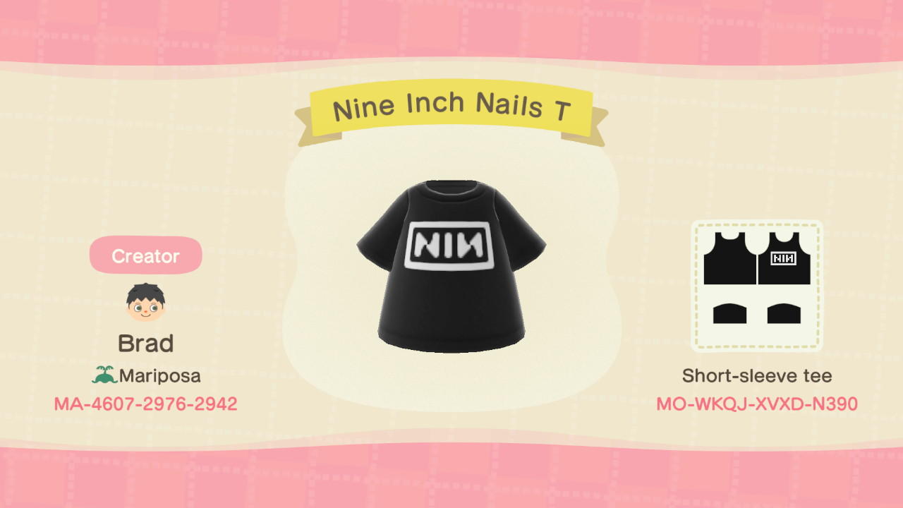 Animal Crossing Design Code: MO-WKQJ-XVXD-N390 None Inch Nails T