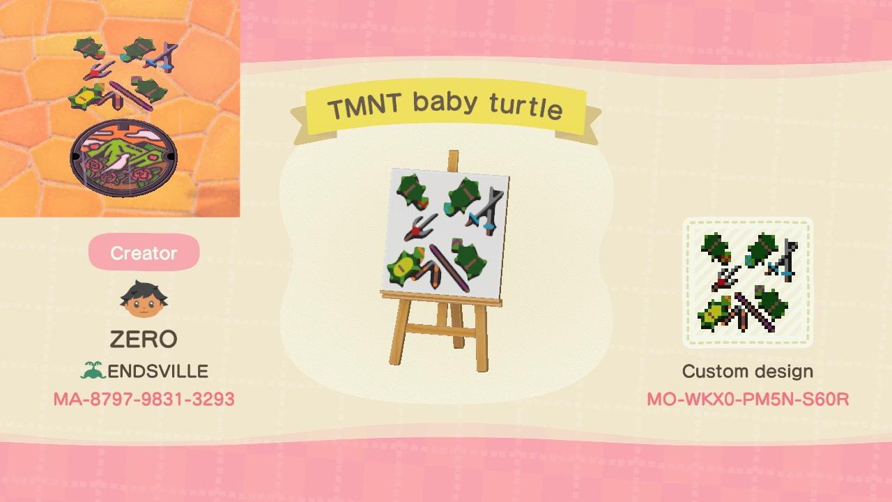 Animal Crossing Design Code: MO-WKX0-PM5N-S60R TMNT baby turtle
