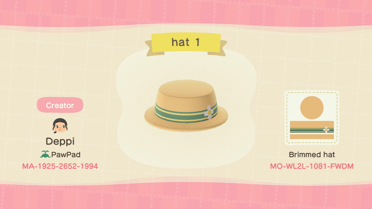 Animal Crossing Design Code: MO-WL2L-1081-FWDM hat 1