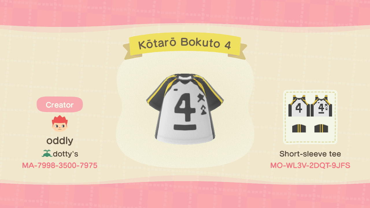 Animal Crossing Design Code: MO-WL3V-2DQT-9JFS Kōtarō Bokuto
