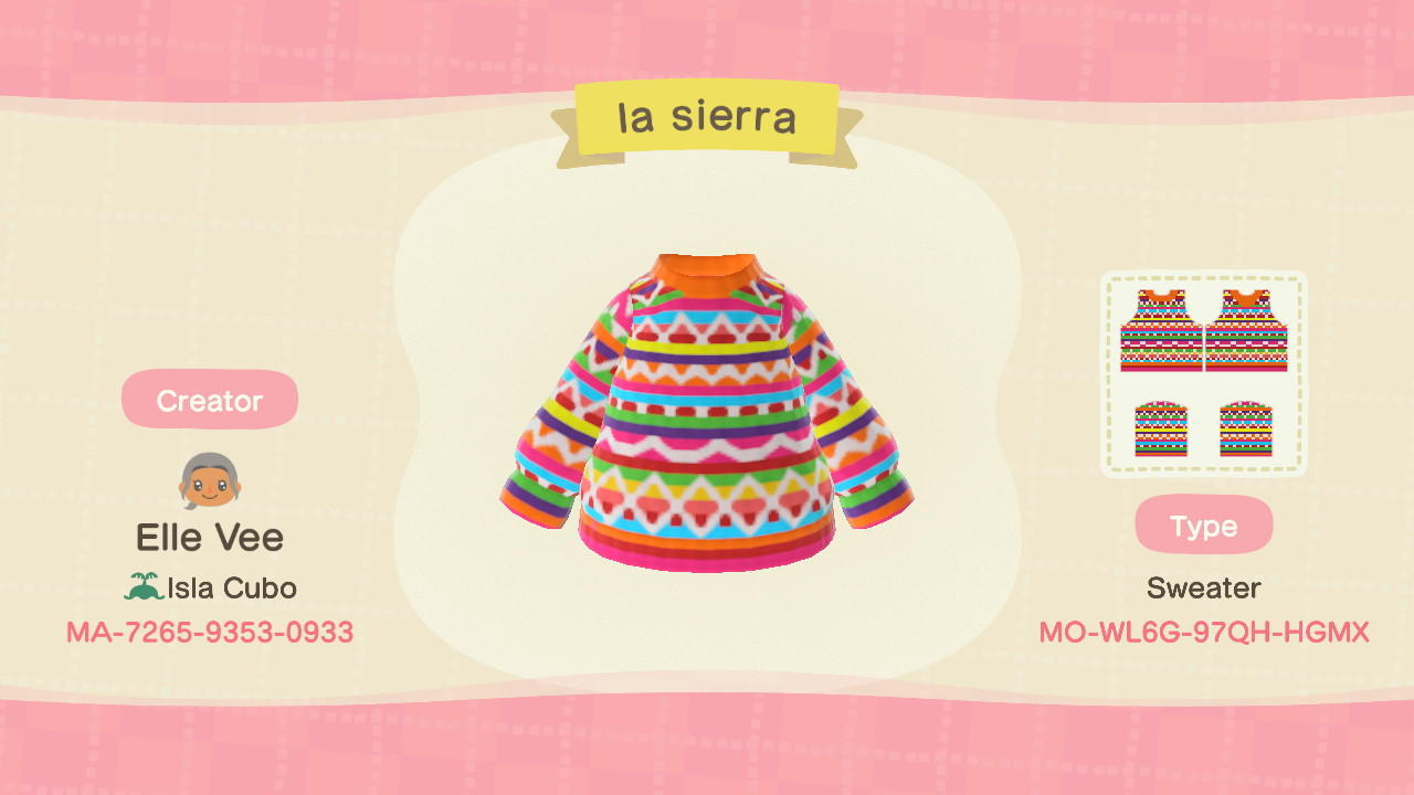 Animal Crossing Design Code: MO-WL6G-97QH-HGMX la sierra