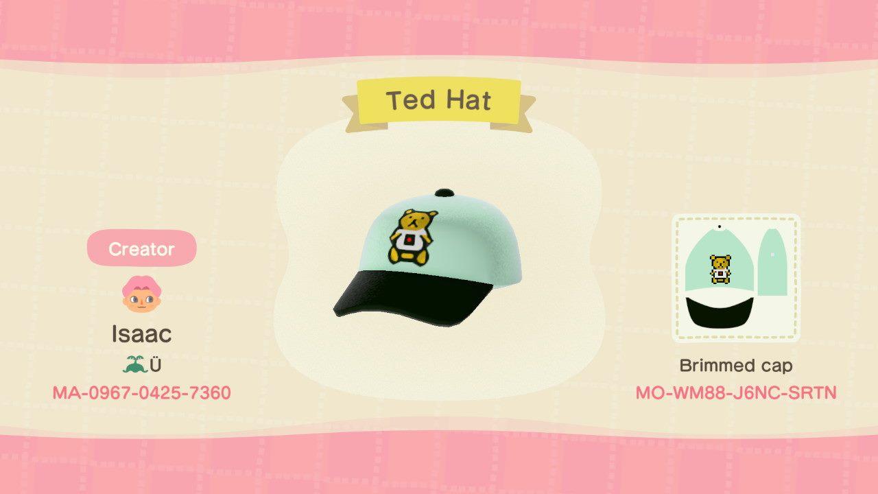 Animal Crossing Design Code: MO-WM88-J6NC-SRTN Ted Hat