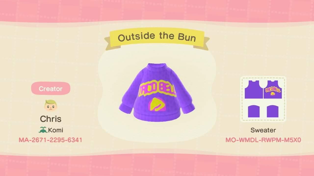 Animal Crossing Design Code: MO-WMDL-RWPM-M5X0 Outside the Bun