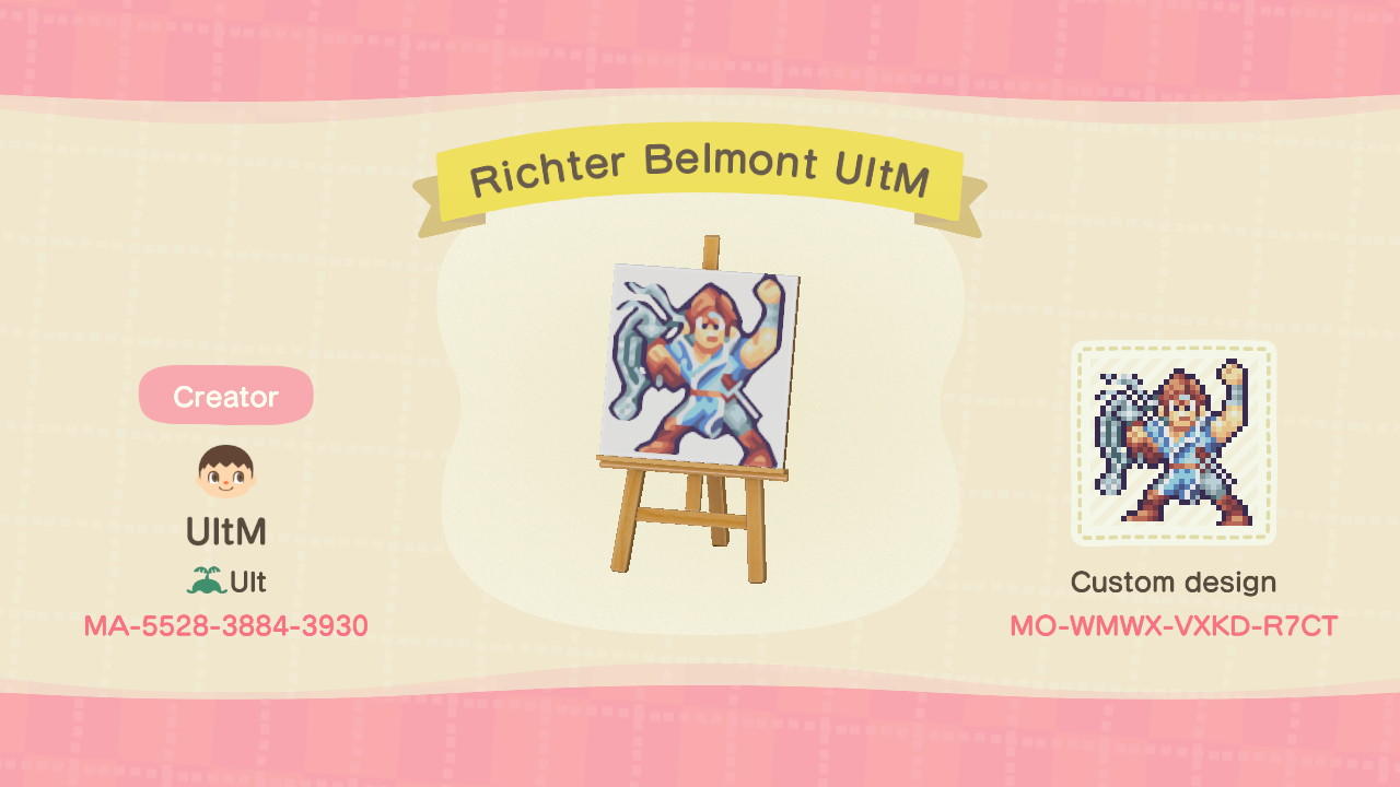 Animal Crossing Design Code: MO-WMWX-VXKD-R7CT Richter Belmont UltM