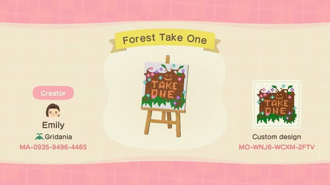 Animal Crossing Design Code: MO-WNJ6-WCXM-2FTV Forest Take One