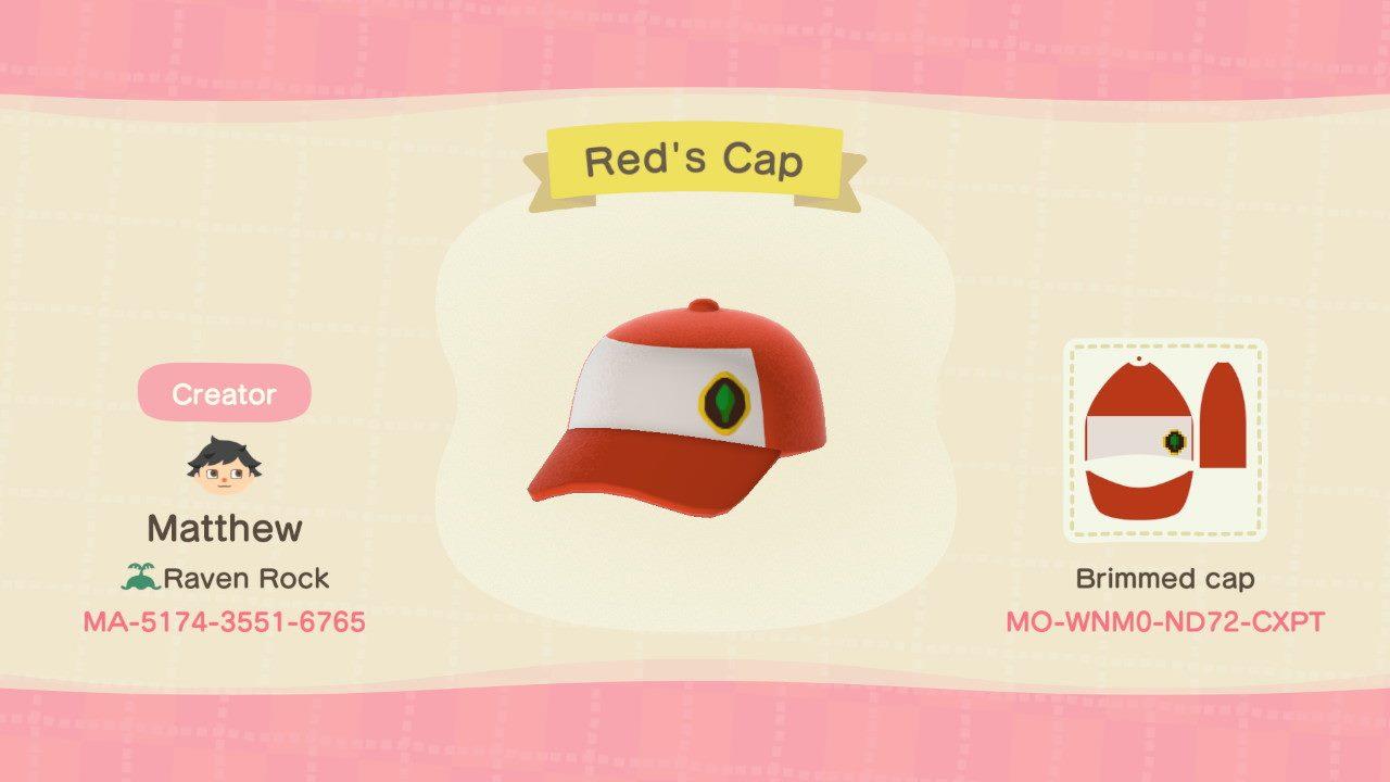Animal Crossing Design Code: MO-WNM0-ND72-CXPT Red&#39;s Cap