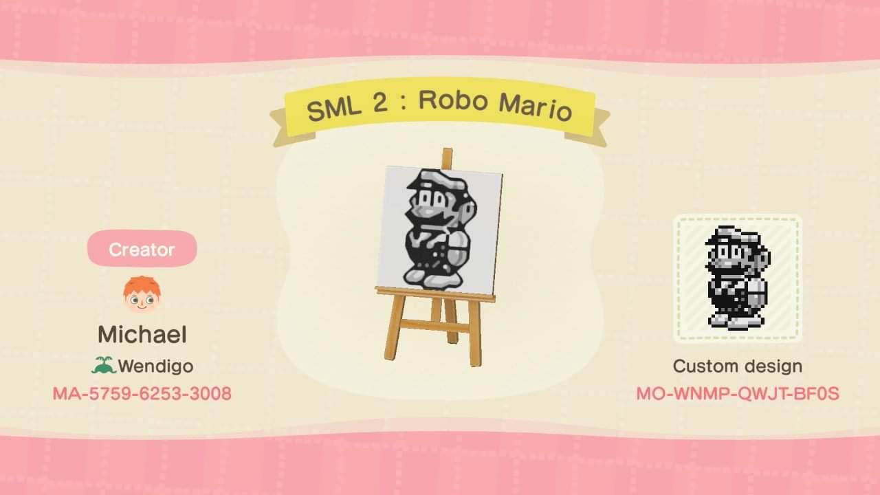 Animal Crossing Design Code: MO-WNMP-QWJT-BFOS SML 2 : Robo Mario