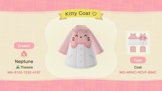 Animal Crossing Design Code: MO-WNVC-NCVF-694C Kitty Coat ♡