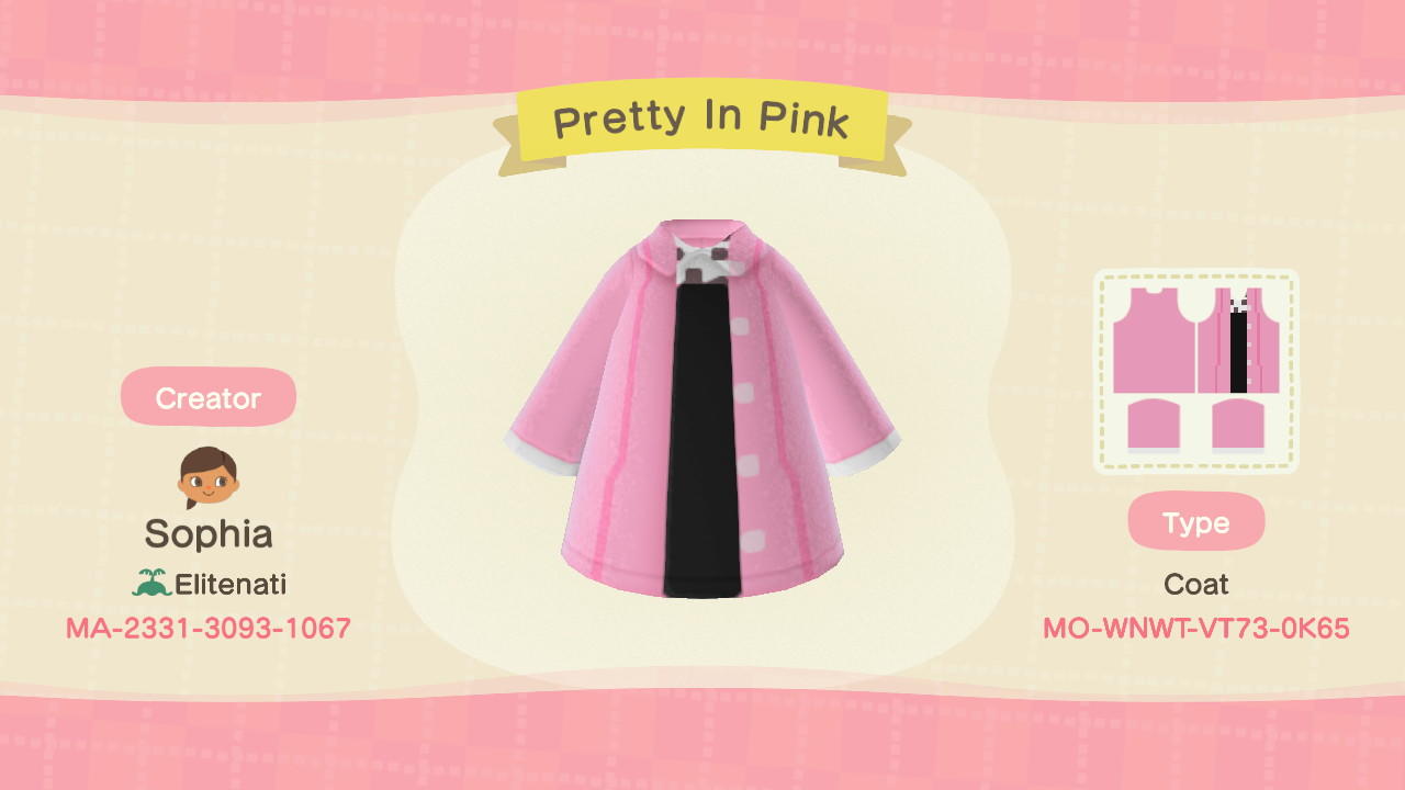 Animal Crossing Design Code: MO-WNWT-VT73-0K65 Pretty In Pink