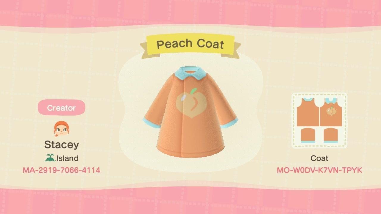 Animal Crossing Design Code: MO-WODV-K7VN-TPYK Peach Coat