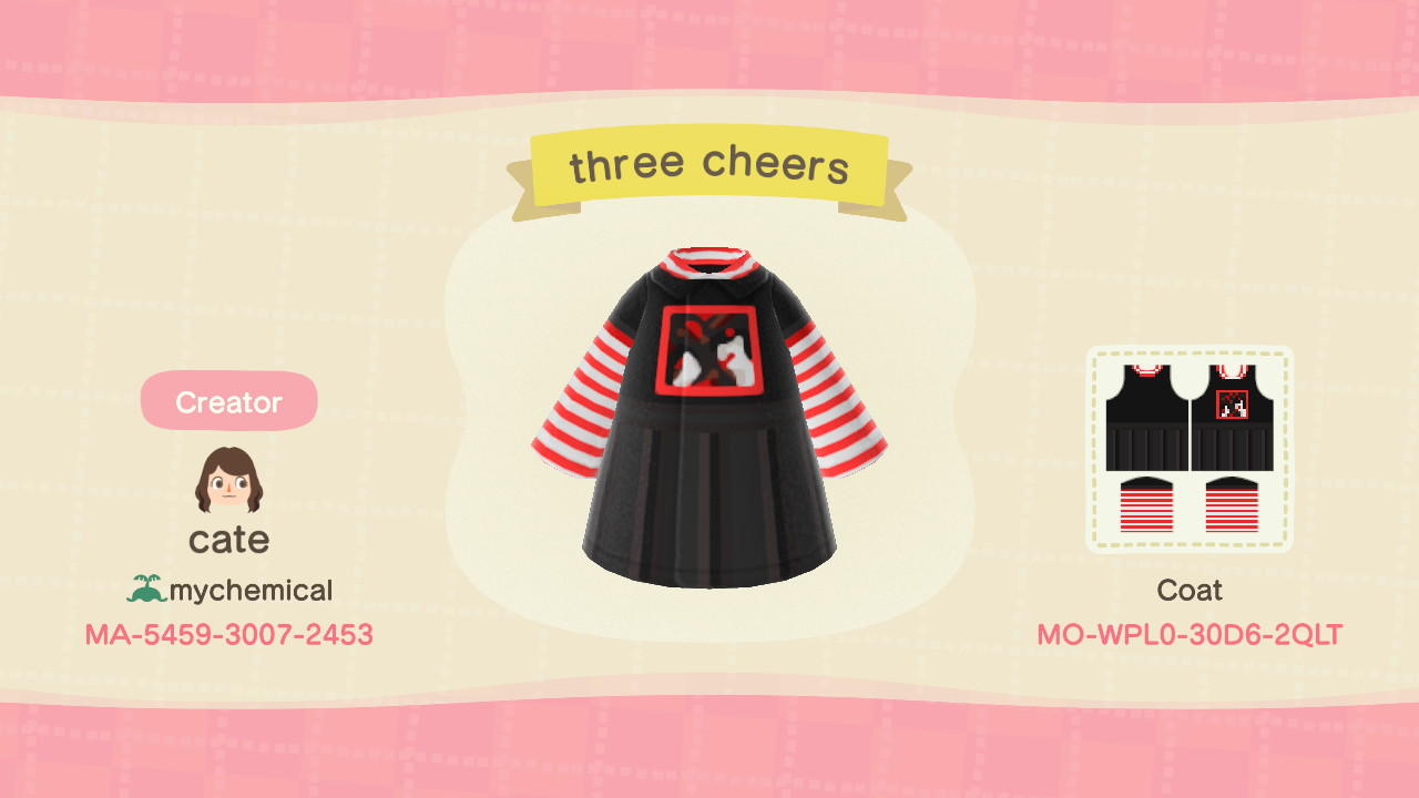 Animal Crossing Design Code: MO-WPL0-30D6-2QLT three cheers