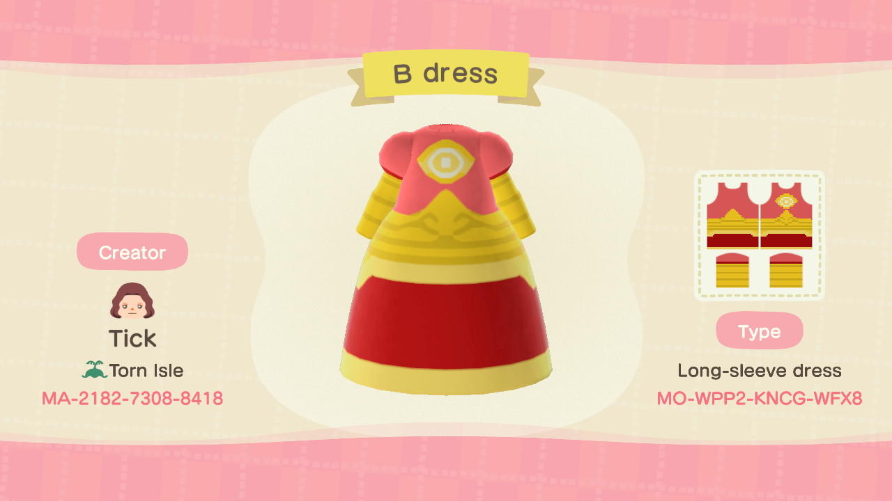 Animal Crossing Design Code: MO-WPP2-KNCG-WFX8 B dress
