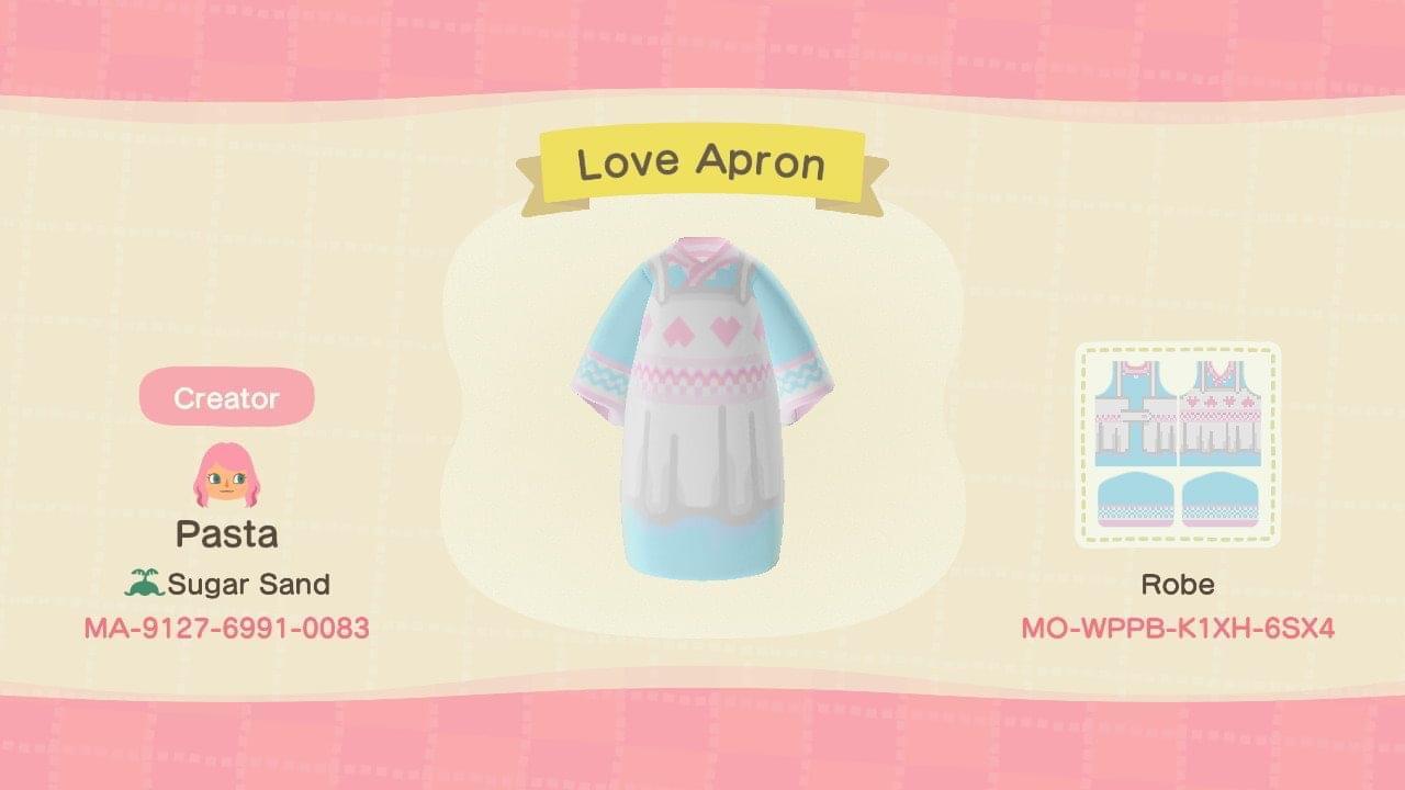Animal Crossing Design Code: MO-WPPB-K1XH-6SX4 Love Apron