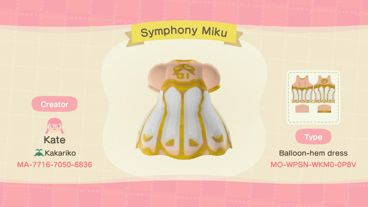 Animal Crossing Design Code: MO-WPSN-WKM0-0P8V Symphony Miku
