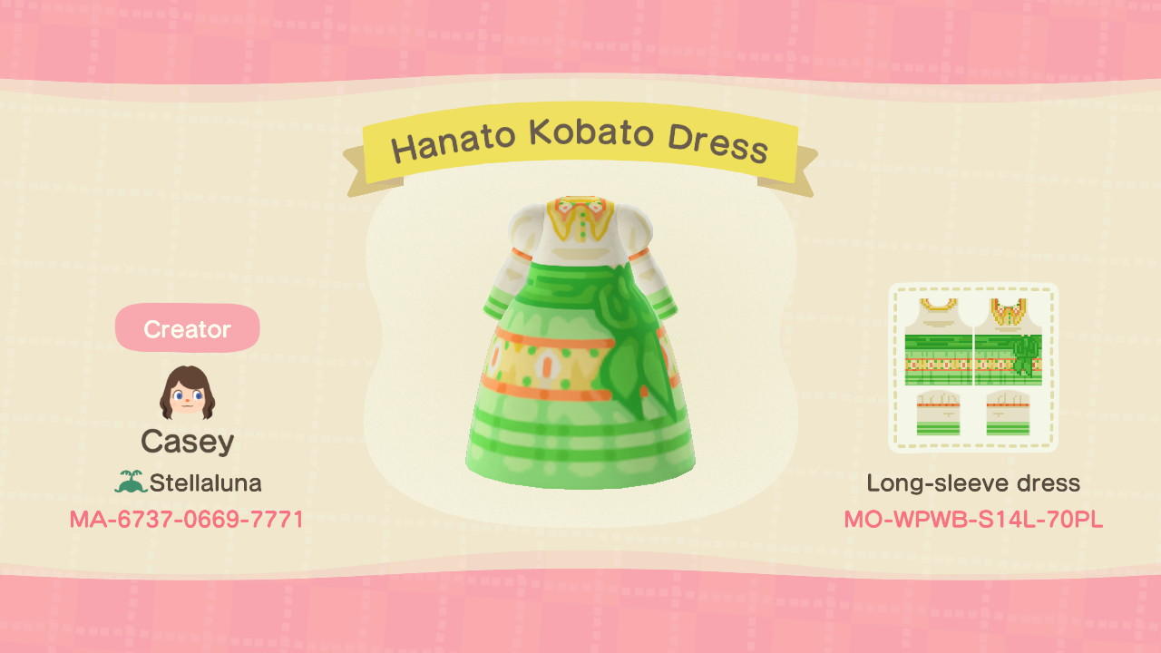Animal Crossing Design Code: MO-WPWB-S14L-70PL Hanato Kobato