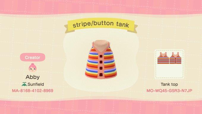 Animal Crossing Design Code: MO-WQ45-G5R3-N7JP stripe/button tank