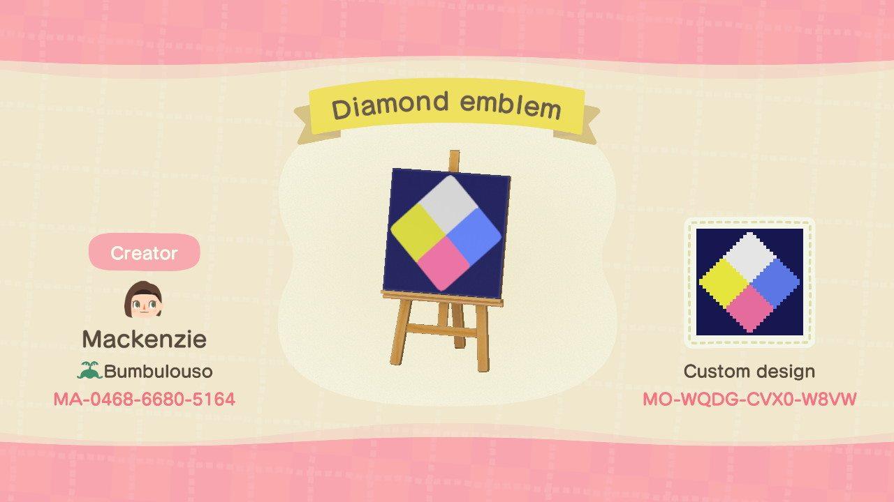 Animal Crossing Design Code: MO-WQDG-CVX0-W8VW Diamond emblem