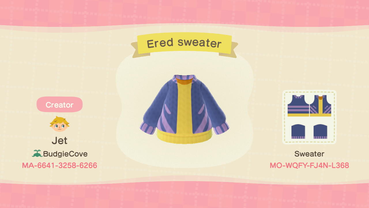 Animal Crossing Design Code: MO-WQFY-FJ4N-L368 CC Ered sweater