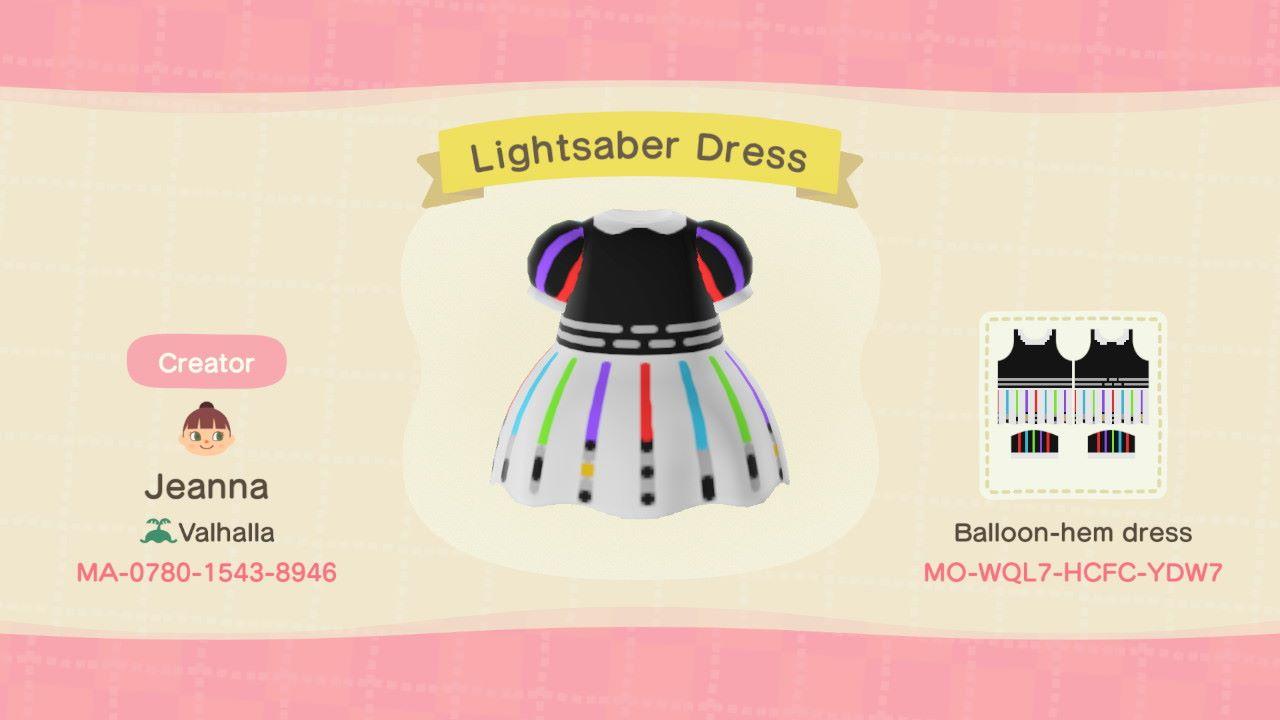 Animal Crossing Design Code: MO-WQL7-HCFC-YDW7 Lightsaber Dress