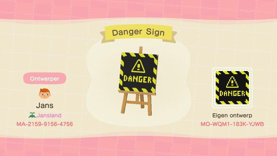 Animal Crossing Design Code: MO-WQM1-183K-YJWB Danger Sign