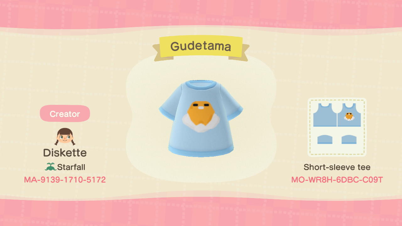 Animal Crossing Design Code: MO-WR8H-6DBC-C09T Gudetama