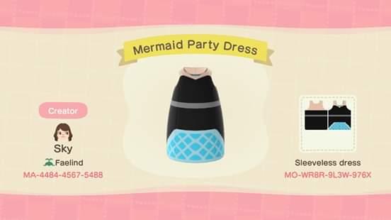 Animal Crossing Design Code: MO-WR8R-9L3W-976X Mermaid Party Dress