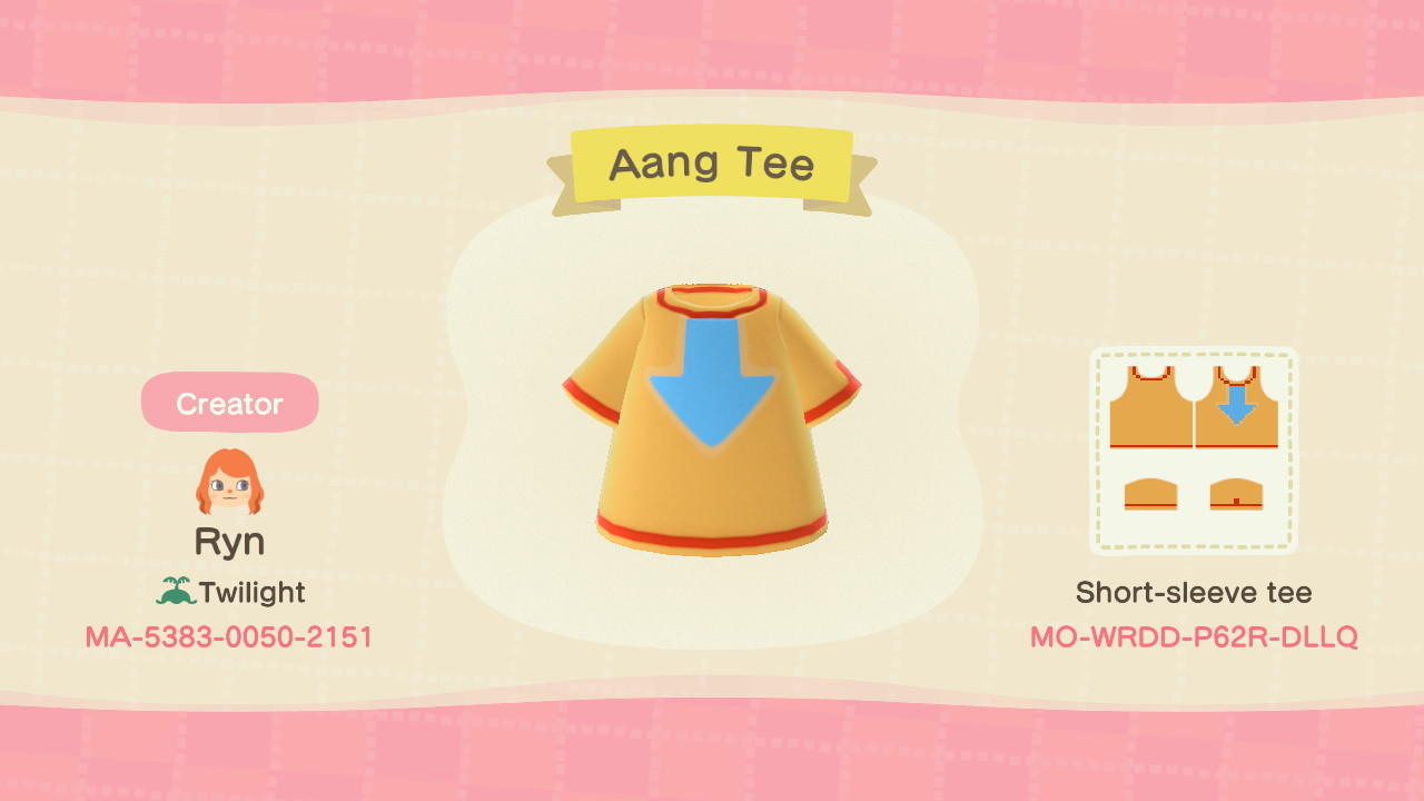 Animal Crossing Design Code: MO-WRDD-P62R-DLLQ Aang Tee