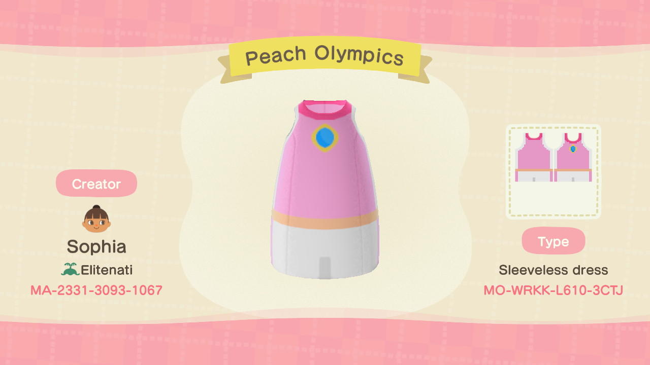 Animal Crossing Design Code: MO-WRKK-L610-3CTJ Peach Olympics