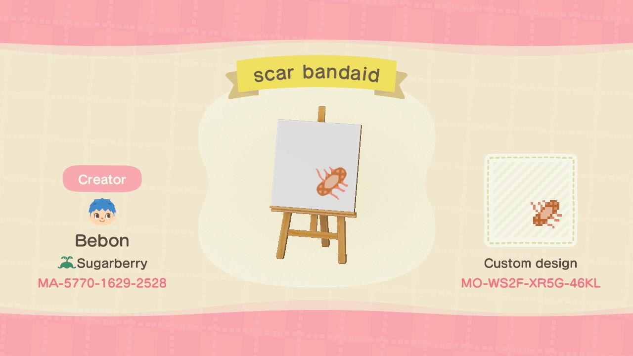 Animal Crossing Design Code: MO-WS2F-XR5G-46KL Scar bandaid