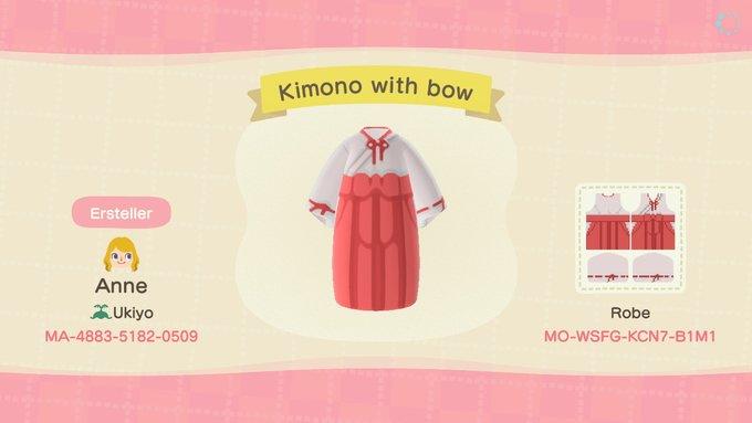 Animal Crossing Design Code: MO-WSFG-KCN7-B1M1 Kimono with bow