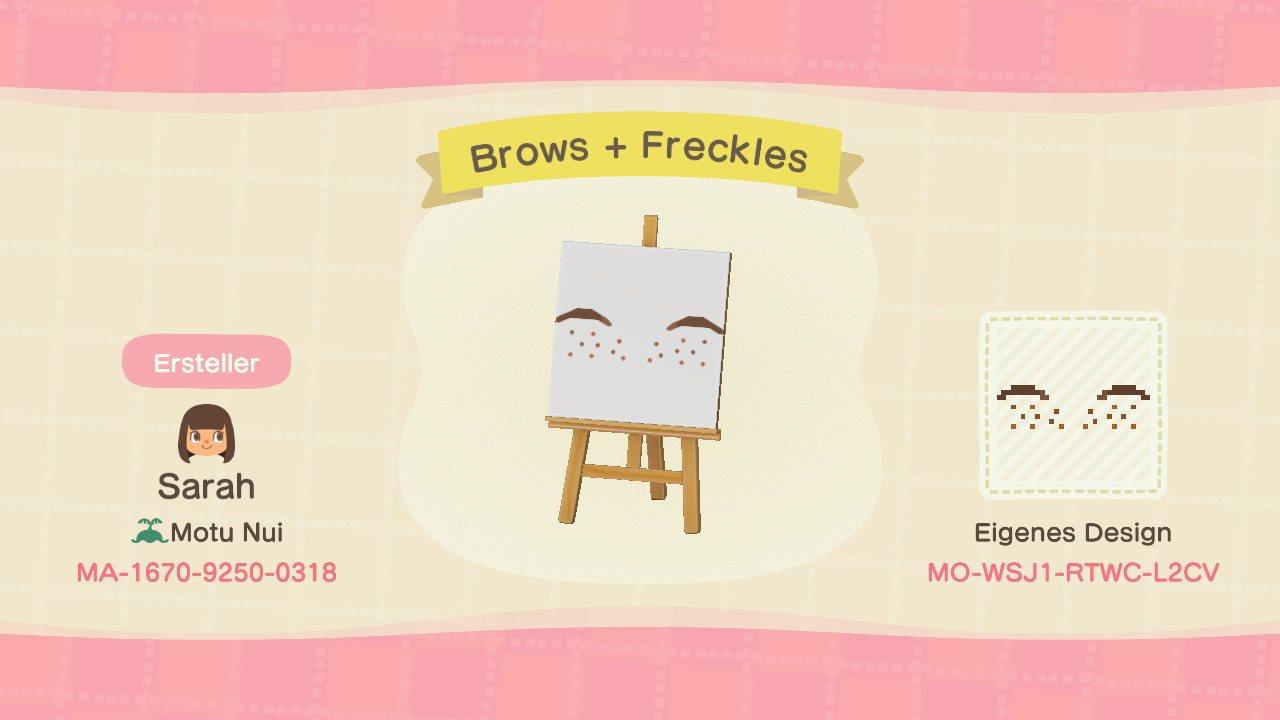 Animal Crossing Design Code: MO-WSJ1-RTWC-L2CV Brows + Freckles