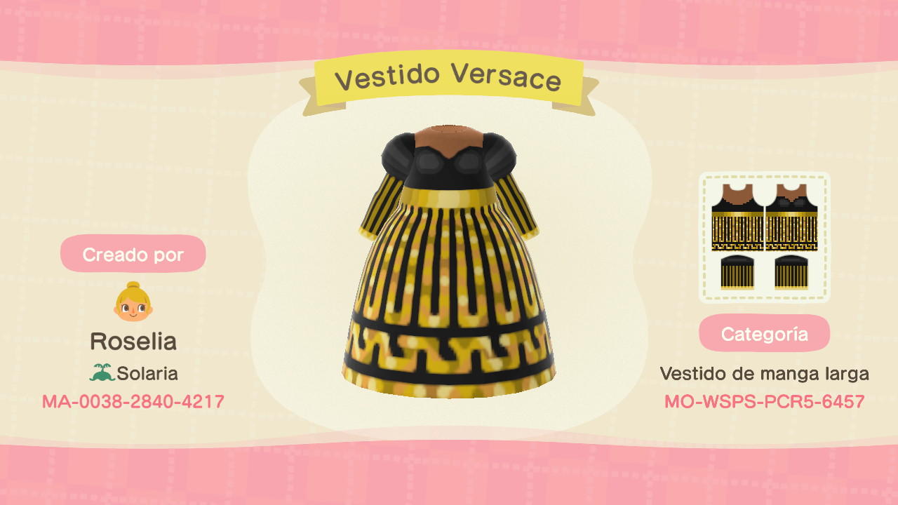Animal Crossing Design Code: MO-WSPS-PCR5-6457 Vestido versace