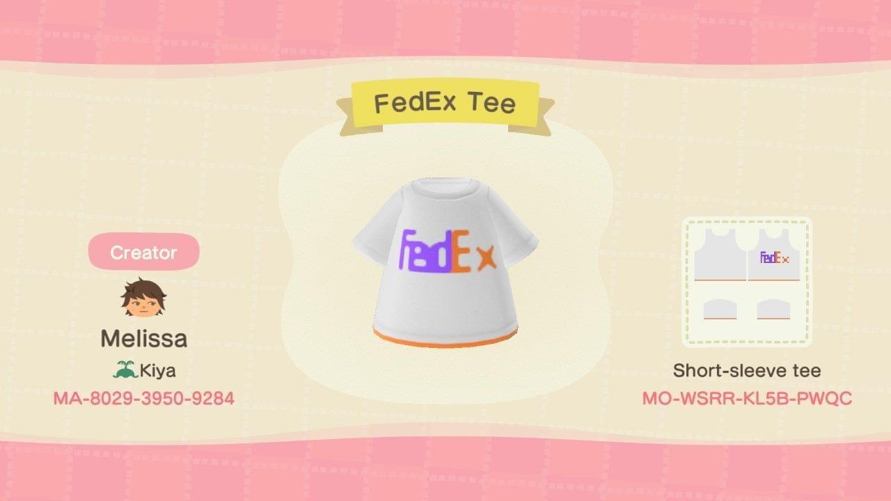 Animal Crossing Design Code: MO-WSRR-KL5B-PWQC FedEx Tee