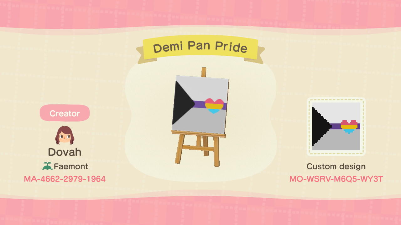 Animal Crossing Design Code: MO-WSRV-M6Q5-WY3T Demi Pan Pride