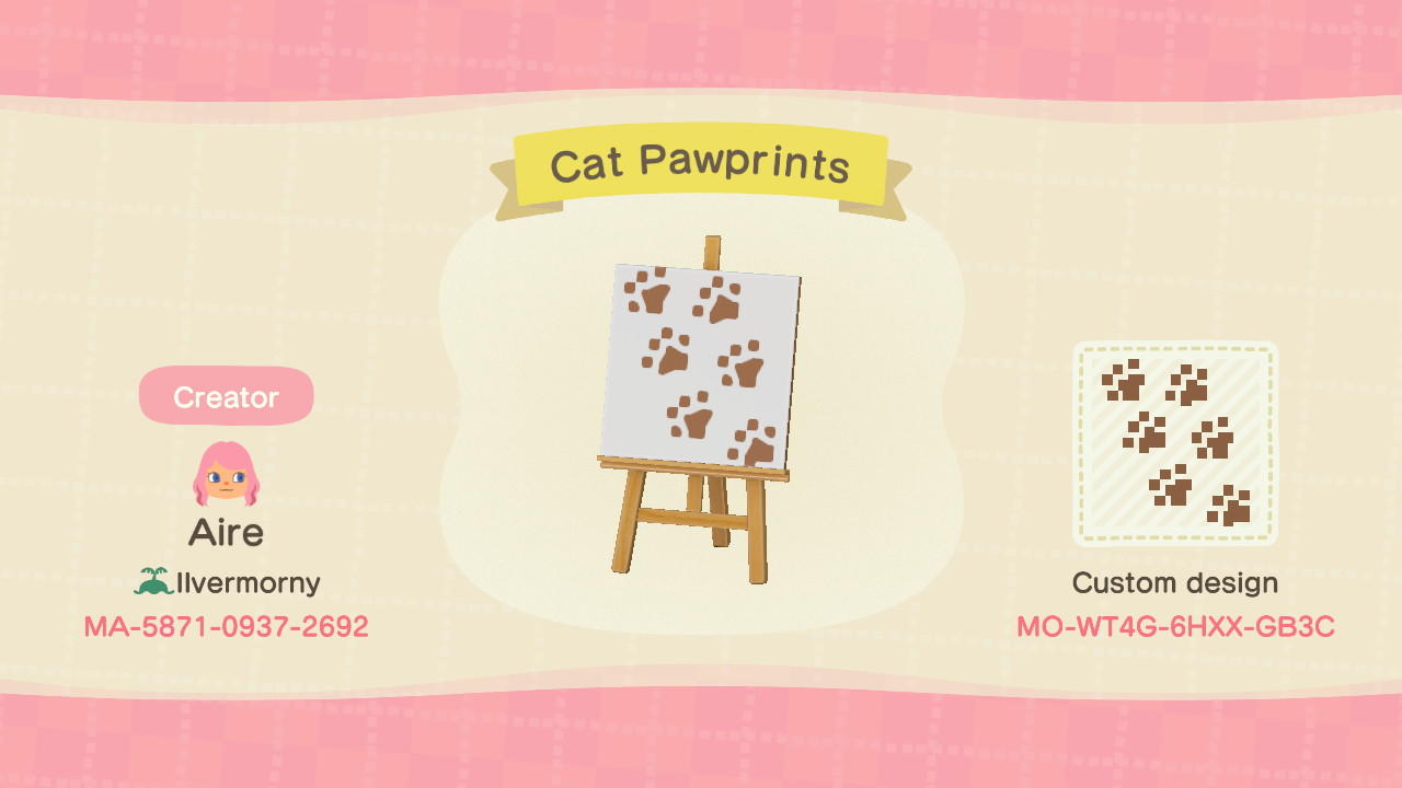Animal Crossing Design Code: MO-WT4G-6HXX-GB3C Cat Pawprints