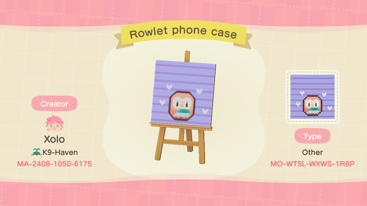 Animal Crossing Design Code: MO-WT5L-WXWS-1R6P Rowlet phone case