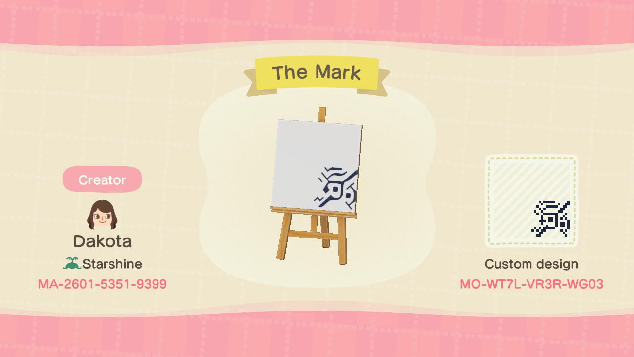 Animal Crossing Design Code: MO-WT7L-VR3R-WG03 The Mark
