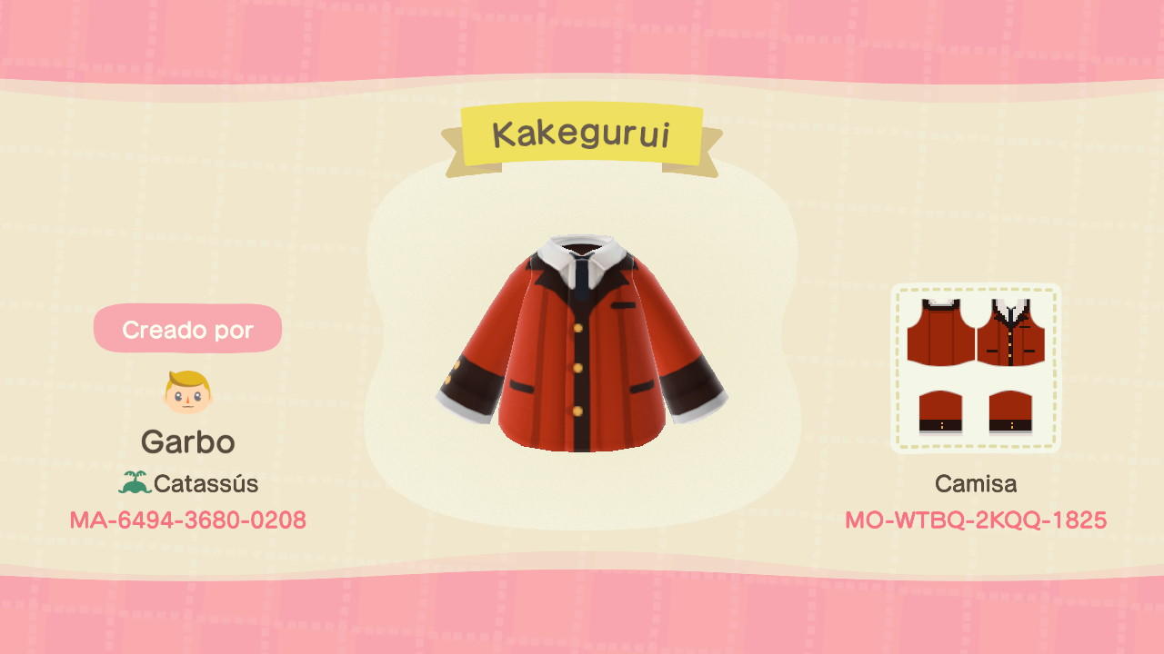 Animal Crossing Design Code: MO-WTBQ-2KQQ-1825 Kakegurui