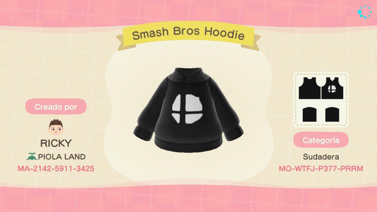 Animal Crossing Design Code: MO-WTFJ-P377-PRRM Smash Bros Hoodie