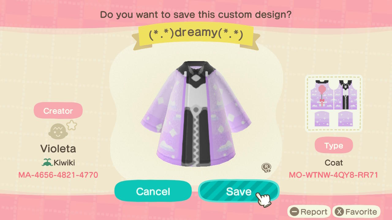 Animal Crossing Design Code: MO-WTMW-4QY8-RR71 (*.*)dreamy(*.*)