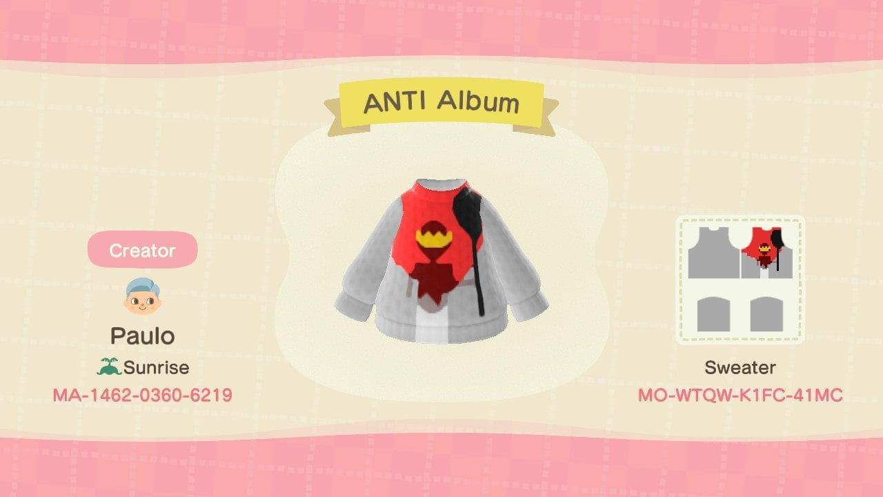Animal Crossing Design Code: MO-WTQW-K1FC-41MC ANTI Album