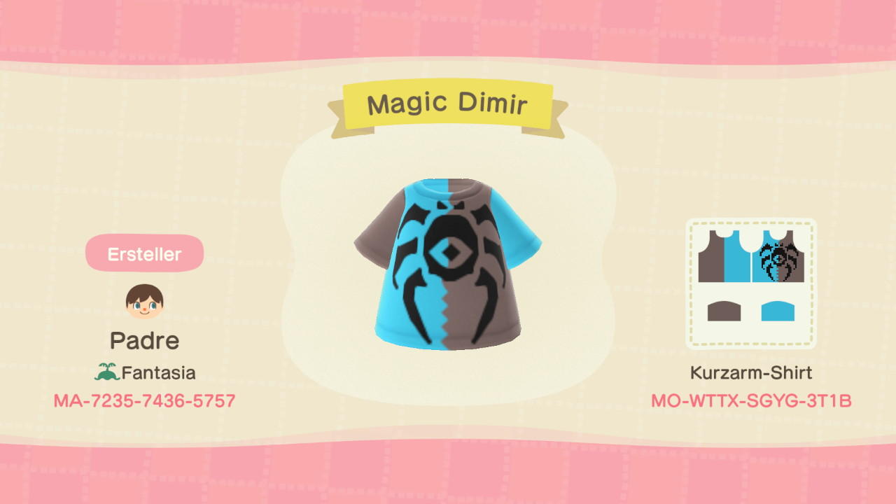 Animal Crossing Design Code: MO-WTTX-SGYG-3T1B Magic Dimir