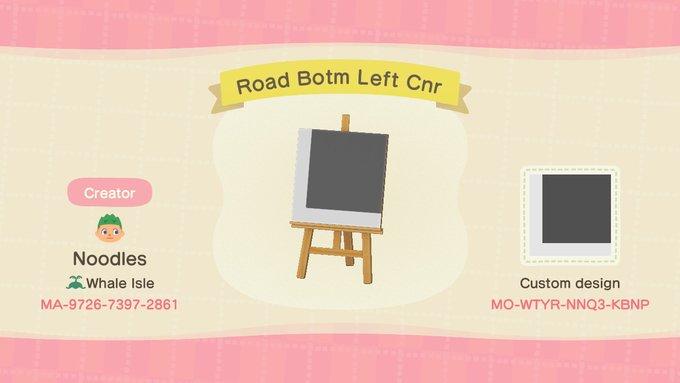 Animal Crossing Design Code: MO-WTYR-NNQ3-KBNP Road Botm Left Cnr