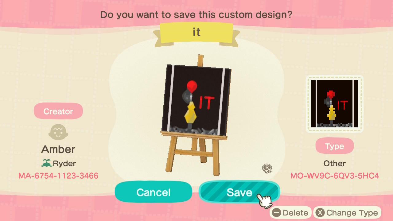 Animal Crossing Design Code: MO-WV9C-6QV3-5HC4 IT Poster