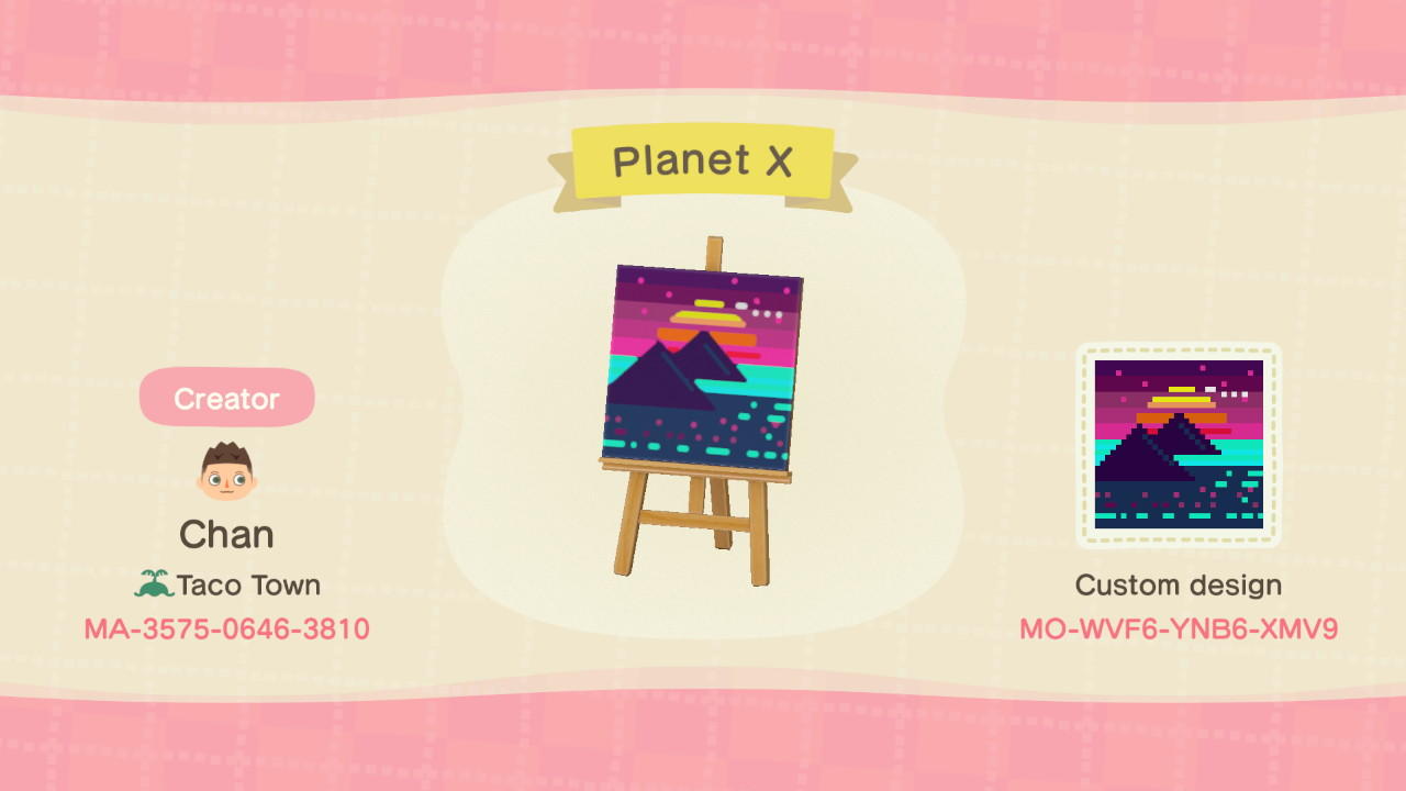 Animal Crossing Design Code: MO-WVF6-YNB6-XMV9 Planet X