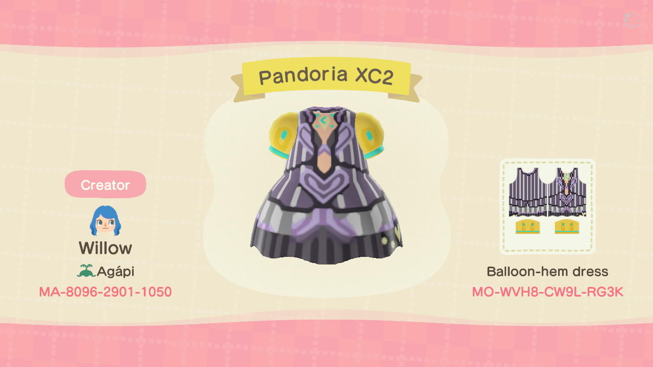 Animal Crossing Design Code: MO-WVH8-CW9L-RG3K Pandoria XC2