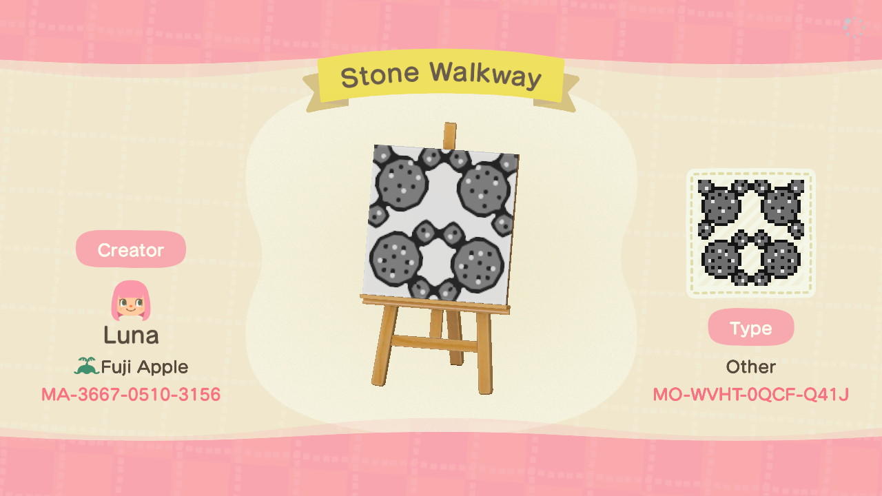 Animal Crossing Design Code: MO-WVHT-0QCF-Q41J Stone Walkway