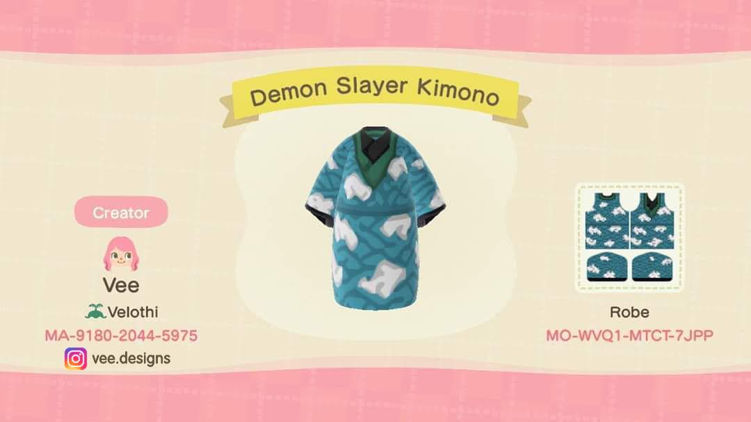 Animal Crossing Design Code: MO-WVQ1-MTCT-7JPP Demon Slayer Kimono