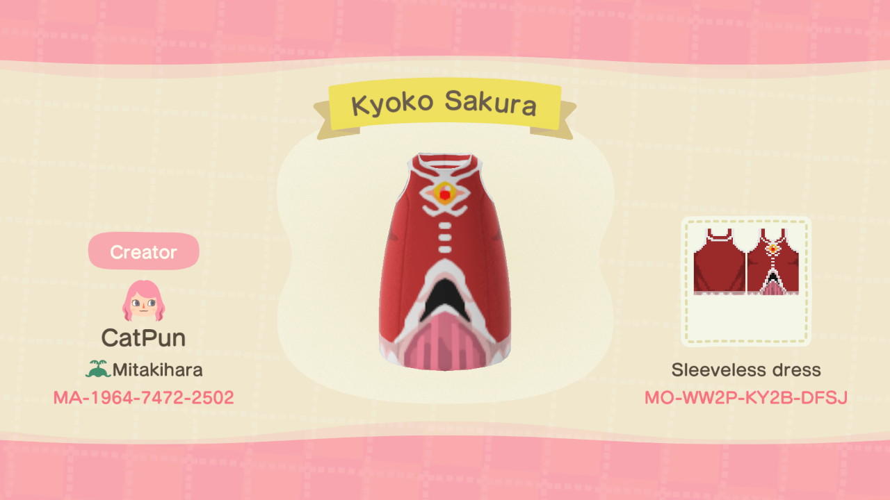 Animal Crossing Design Code: MO-WW2P-KY2B-DFSJ Kyoko Sakura